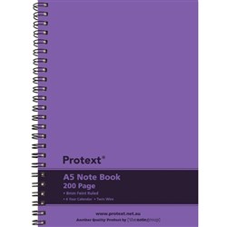 NOTEBOOK A5 POLYPROP PURPLE 200 PAGE TWIN WIRE