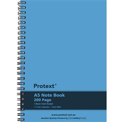 NOTEBOOK A5 POLYPROP BLUE 200 PAGE TWIN WIRE