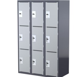 Steelco Heavy Duty School Locker 3 Door Bank of 3 1140W x 580D x 1830mmH Grey
