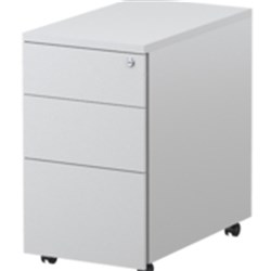 Steelco Trimline Mobile Pedestal 2 Drawer 1 File 390W x 500D x 615mmH White Satin