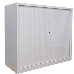 Steelco Tambour Door Cupboard Includes 3 Shelves 1200W x 463D x 1200mmH Silver Grey