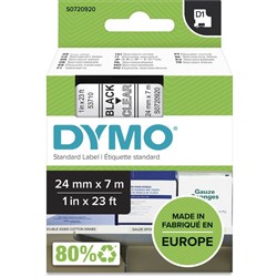 Dymo D1 Label Cassette Tape 24mmx7m Black on Clear