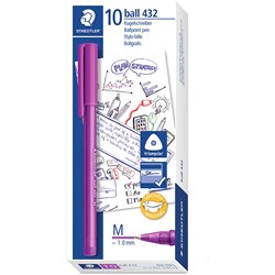 Staedtler 432 Stick Triangular Ballpoint Pen Medium 1.0mm Violet Box of 10