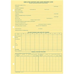 Employee History and Leave Record Card   Form EHR 20 s PK20