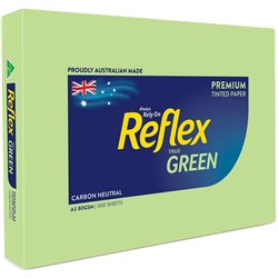 Reflex Copy Paper Tinted A3 80gsm Green REAM ** CLEARANCE STOCK **