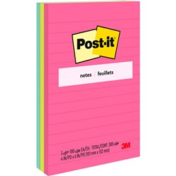 Post-It 660-3AN Lined Notes 101mmx152mm Poptimistic Pack of 3