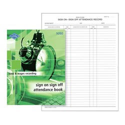 Zions SOSO Attendance Book 270x210mm Sign On Sign Off 264 Page