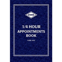 Zions 1412 Appointment Book A4 1/4Hr 8am to 9pm 192 Page