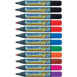 Artline 579 Whiteboard Markers Chisel 2-5mm 8 Assorted Colours Pack Of 12