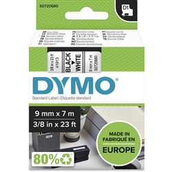Dymo D1 Label Cassette Tape 9mmx7m Black on White