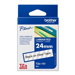Brother TZE-151 P-Touch Tape 24mmx8m Black on Clear