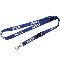 Rexel Pre-Printed ID Lanyards Staff With Breakaway Safety Clip Blue Pack Of 5