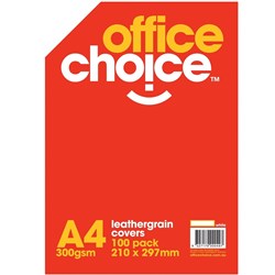 BINDING COVER A4 LEATHERGRAIN WHITE PK100 OFFICE CHOICE ACO-49500A