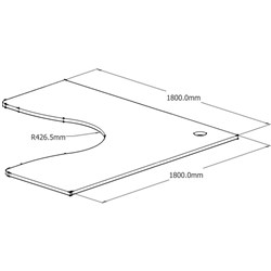 Rapidline Corner Workstation Top Only 1800/1800W x 700D x 25mmD With Cable Port White