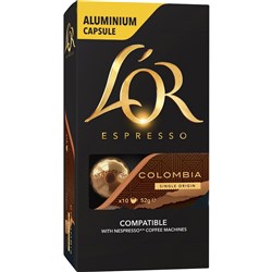 L'OR ESPRESSO COFFEE CAPSULES Columbia. Aluminium. PK 10