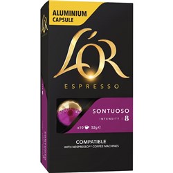 L'OR ESPRESSO COFFEE CAPSULES Sontuoso. Aluminium. PK 10 Stock Available in September