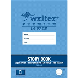 Writer Premium Story Book 330x240mm 64 Page Plain Dotted Thirds 24mm 100gsm