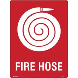 Brady Fire Sign Fire Hose 450W x 600mmH Polypropylene White/Red