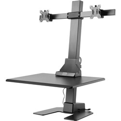 Ergovida Electric Desktop Sit-Stand Dual Monitor Riser Black