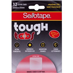 Sellotape Tough Tab 25x25mm 12 Tabs Clear