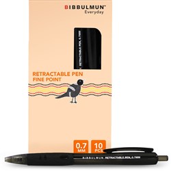 BIBBULMUN RETRACTABLE Ballpoint Pen Black BOX = 10