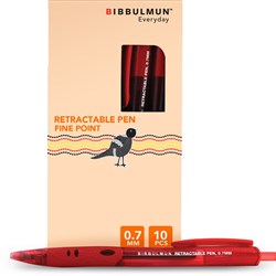 BIBBULMUN RETRACTABLE Ballpoint Pen Red BOX = 10
