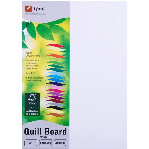 Art & Craft - Quill Board A4 200gsm White Pack of 100 - Dorset Business  Solutions - Office Choice - Office Supplies, Stationery & Furniture